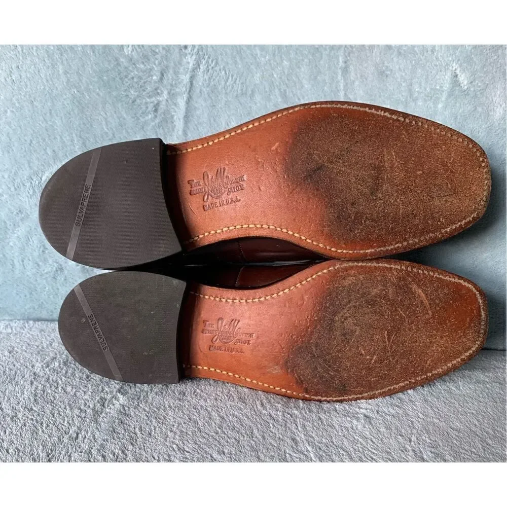 Johnston & Murphy Brown Square Toe TASSLE Leather Dress Shoes mens 9.5 D